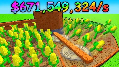 Build A Ring Farm gameplay showing crops harvested with ring and mutation bonuses active